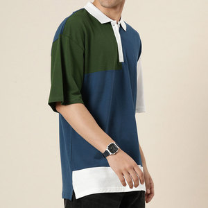 เสื้อโปโลผู้ชาย แขนสั้น ลายบล็อกสี  ทรงลำลอง  ใส่สบาย  สีขาว น้ำเงิน เขียว - Product Image 5