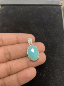 จี้เงินเยอรมันเครื่องประดับอัญมณีทรงวงรีทำด้วยมือ Aqua Sky Sky - Product Image 3