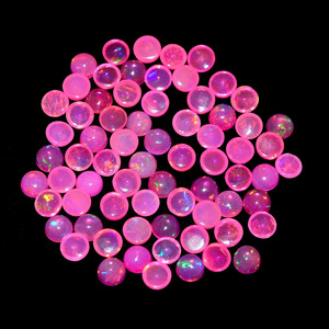 Cabañas redondas de ópalo Welo etíope natural de 4 mm, color rosa neón, con múltiples reflejos, piedra semipreciosa con base plana para joyería, calidad AAA+ - Product Image 3