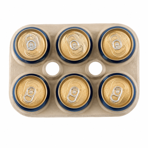 Supports en pulpe moulée biodégradable de qualité export pour 6 canettes de bière, emballage non blanchi pour boissons avec logo - Product Image 1
