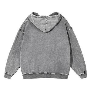 เสื้อฮู้ดดี้โอเวอร์ไซส์ทรงหลวมสไตล์วินเทจ ย้อมสีแบบแอซิดวอช สำหรับผู้ชาย ใส่ได้ในฤดูหนาว สตรีทแวร์ ผ้ามินเนอรัลวอช แบบไม่มีลาย - Product Image 4