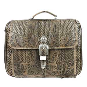 Sac à main en cuir véritable fait main pour homme avec gravure florale vintage, compartiment pour ordinateur portable et bandoulière réglable - Product Image 6