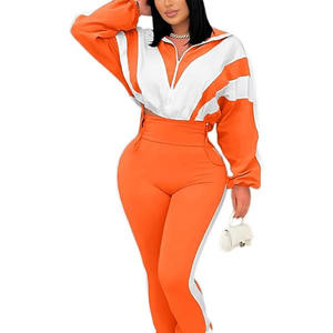 Ensemble de survêtement 2 pièces pour femme, color block, veste courte zippée à manches longues et pantalon legging, tenue de jogging - Product Image 6