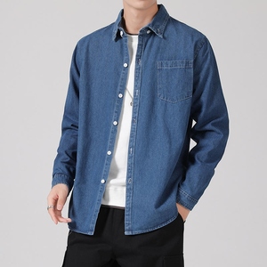 2026 Summer Pure Cotton Denim Short Sleeve Shirt Men Lightweight Breathable Eco-Friendly Anti-Wrinkle Anti-Pilling Vintage - Product Image 2