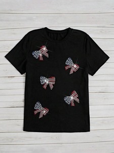 Custom logo breathable anti shrink Women <b>Rhinestone</b> T-Shirt <b>top</b> trending anti bacterial breathable Women <b>Rhinestone</b> T-Shirts - Product Image 2