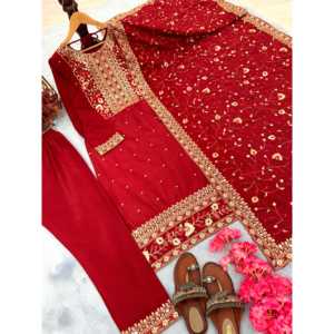 Conjunto de ropa de fiesta de diseñador para mujer Top Bottom Dupatta para un aspecto elegante - Product Image 3