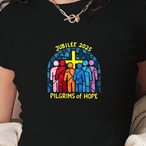 Camiseta Corta de Punto con Estampado Ajustado Y2K para Mujer JUBILEE 2025 PILGRIMS of HOPE - Product Image 2