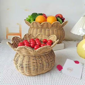 [Oferta 2026] Cesta de picnic de ratán hecha a mano, de material natural tejido, perfecta para guardar frutas y regalos. - Product Image 1
