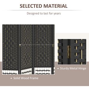"Traditional Black Wave Fiber 3 Panel <b>Folding</b> Room Divider for Home Office Privacy <b>Screen</b> (Translucent)" - Product Image 5