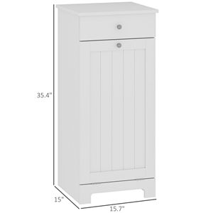 Mobiletto Portabiancheria Moderno Bianco con Cesto Ribaltabile Ecologico e Cassetto per Vestiti, Ideale per Bagno - Product Image 3
