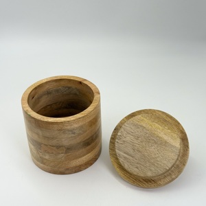 สินค้าขายดี กล่องเก็บของทรงกลมไม้เคลือบผิวธรรมชาติ ขนาดใหญ่ สำหรับเก็บกาแฟ น้ำตาล เครื่องเทศ แป้ง และของใช้ในครัว - Product Image 4