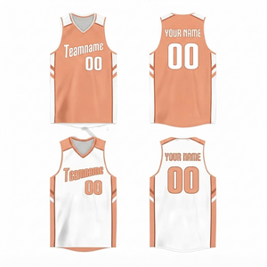 Camiseta de Baloncesto Personalizada para Hombre, 100% Poliéster, Tejido de Malla Naranja, Impresión por Sublimación, Transpirable, de Secado Rápido, Cuello en V Corto - Product Image 1