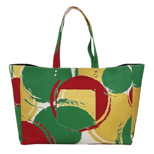 Sac fourre-tout en toile naturelle 12 oz avec poche extérieure en V, une poche intérieure pour téléphone et monnaie, doublure intérieure en polyester, motif imprimé sur toute la surface - Product Image 1