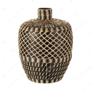 Vietrustic Bamboo <b>Frame</b> Black Woven <b>Plant</b> and Vase Seagrass Vase Table Jar Holder <b>Plant</b> Vase - Product Image 6