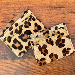 Cheveux faits à la main sur imprimé léopard porte-carte de crédit Premium véritable cuir de vachette porte-cartes mince minimaliste portefeuille pour femmes - Product Image 2