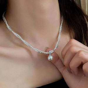 Colliers de mode en perles d'eau douce de 8-9 mm, chaîne de pull, double face, forme légère, couleurs mélangées, vente en gros - Product Image 1