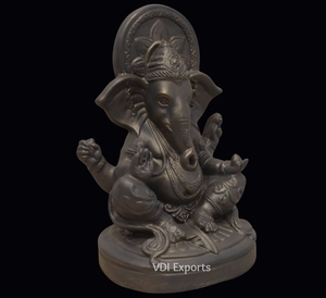 Antique Finish Lord Ganesha <b>Statue</b> in Polyester Resin Floor Mount Wedding & Spiritual Event Decor - Product Image 2
