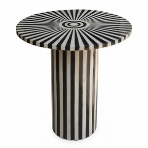 Mesa de centro con incrustaciones de hueso, geométrica en blanco y negro, con patrón griego de lujo, mueble decorativo para sala de estar, venta al por mayor - Product Image 3