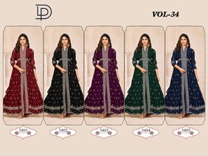 Elegante pesado zorro Georgette Sherwani traje de seda de invierno bordado trabajo Santoon inferior gasa Dupatta Formal étnico Salwar Kameez - Product Image 2