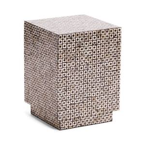 Square Grid Dot Pattern <b>Cube</b> Stools Mother of Pearl Handcrafted Mosaic Small Side <b>Table</b> For Living Room Bedroom Decor Use - Product Image 1