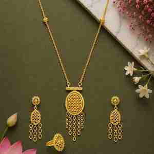 ชุดเครื่องประดับแฟชั่นขายส่ง ชุบทอง 14K18K24K แบบไมครอน สไตล์ดูไบ ตุรกี สร้อยคอยาว ดีไซน์แบบดั้งเดิม - Product Image 2