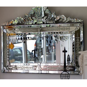 Espejo de Pared de Diseño Barroco Veneciano |   Espejo Decorativo de Vidrio con Marco Tallado para Sala de Estar, Dormitorio y Decoración de Interiores de Hotel - Product Image 1