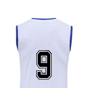 Ensemble de maillots de volley-ball unisexe blanc bleu rouge sans manches col en V séchage rapide évacuation de l'humidité impression sublimée numéro 9 adulte - Product Image 2