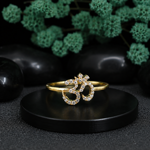 Luxury925 silverCocktail <b>Ring</b> With <b>Crystal</b> Pave Setting Letter Om Design Unisex Everyday Wear - Product Image 3
