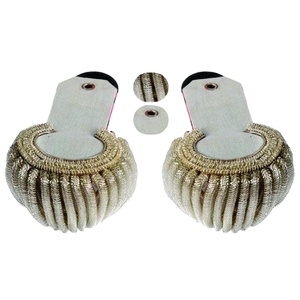 Pareja de Epaulettes Plateados de Alta Calidad Hechos a Medida con Flecos Dorados, Pliegues Decorativos para Hombros, para Vestido Formal, Algodón Poliéster Personalizado - Product Image 1