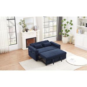 Divano Letto Moderno Blu da 156 cm con Schienale Regolabile, Divano Convertibile per Soggiorno - Product Image 2