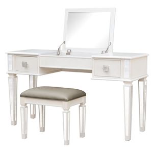 Mirrored Bedroom Makeup Vanities Set with Drawers <b>and</b> <b>Mirror</b> Stool Flip <b>Dressing</b> <b>Table</b> - Product Image 5