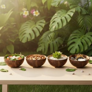 Bol en coquille de noix de coco artisanal en gros |   Bols en bois naturel écologiques Moradabad - Product Image 6