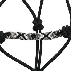 Black Nylon Braided Rope Horse Halter with Beaded Noseband & <b>Lead</b> Rope Adjustable Durable <b>Training</b> Halter OEM Supplier Bulk - Product Image 3