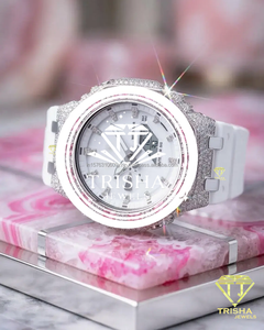 Reloj Personalizado Pink Princess con Diamantes Moissanite VVS, Plata de Ley 925, Totalmente Cubierto de Piedras, Reloj de Lujo - Product Image 2