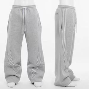 Pantalones Deportivos de Felpa de Algodón Grueso de Primera Calidad, Transpirables, de Secado Rápido, Casuales, de Invierno, de Color Medio, de Pierna Ancha - Product Image 1