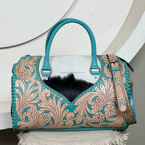 Ensemble de bagages de luxe 3 pièces en cuir de vachette turquoise tendance, avec poignée souple et fermeture éclair - Product Image 3