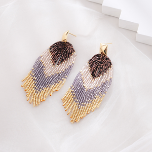 ต่างหูห้อยประดับลูกปัด Miyuki สไตล์โบฮีเมียน ทำมือสำหรับผู้หญิง โดย MD HANDICRAFTS - Product Image 3