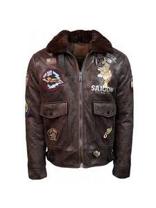 Top Gun Victory Vintage Bomber Leather <b>Jacket</b> - Product Image 1