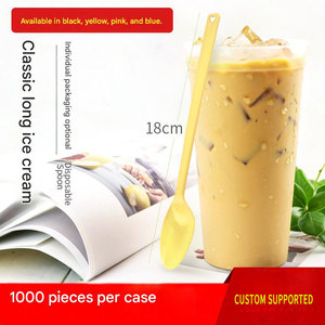 Factory Wholesale Disposable <b>Plastic</b> Coffee Spoons with <b>Mirror</b> Polish Long Handle for Party Use - Product Image 2