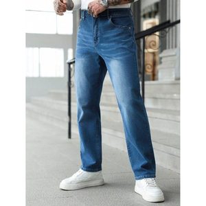 Jean droit à jambe large en denim bleu délavé pour homme, coupe éco-responsable et respirante, style streetwear, tailles 28-42 - Product Image 5