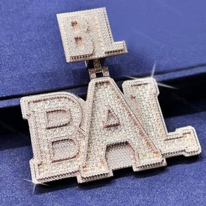 Colgantes y Dijes Personalizados con Letras, Diamante Moissanita VVS Color D, Plata de Ley 925, Chapado en Oro, Colgante de Moissanita con Incrustaciones de Diamantes - Product Image 1