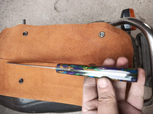 Nouveau Couteau de Chef en Acier Damas Cuivré Shannon Wright, Manche Coloré, Lame Droite, Dureté 58HRC, Chasse et Camping, 12 Pouces et Plus - Product Image 6