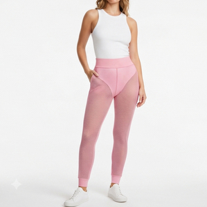Leggings de malla transparente de cintura alta para mujer, leggings deportivos elásticos con bolsillos, pantalones transparentes para mujer - Product Image 5
