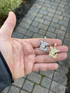 จี้พระอัครเทวดามิคาเอลแบบฮิปฮอปสั่งทำจากโรงงาน ประดับเพชรทองเหลือง สำหรับสร้อยคอ ชุบทองคำขาว 14k หรือโรเดียม เครื่องประดับผู้ชาย - Product Image 5