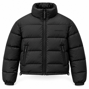 Blouson matelassé noir pour homme, col montant, fermeture éclair, manteau d'hiver chaud, décontracté, streetwear, personnalisable, marque privée - Product Image 5