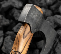 Hache à dos plat UM STEEL, lame en acier inoxydable, 5 tranchants, qualité industrielle, forgée à la main, manche en bois, hache d'extérieur, laser