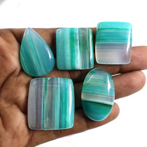 AMAN GEMS JEWELLERY Ágata Verde Natural (Cuarzo) en Forma de Cabujón, Piedras Preciosas Sueltas con Juego de Color, Varias Formas y Tamaños, Rajasthan - Product Image 1