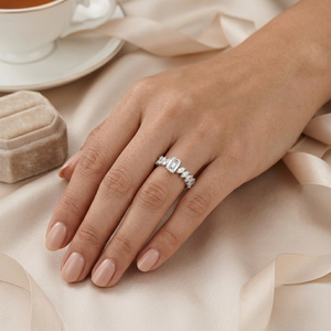 Emerald & Marquise Lab Grown <b>Diamond</b> <b>Ring</b> | 18K White Gold <b>Ring</b> Elegant Bridal Engagement Anniversary Jewelry | VVS <b>Diamond</b> - Product Image 2
