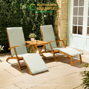 ECO2GO VIETNAM Tumbona Plegable de Madera para Exteriores, Elegante Tumbona Reclinable con Listones, Diseño de Contorno Único para Uso en Hoteles junto a la Piscina - Product Image 6