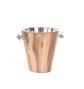 Cubo de hielo para vino de madera, enfriador de acero inoxidable con aislamiento, cubo de hielo para champán con acabado de madera a un precio increíble - Product Image 1